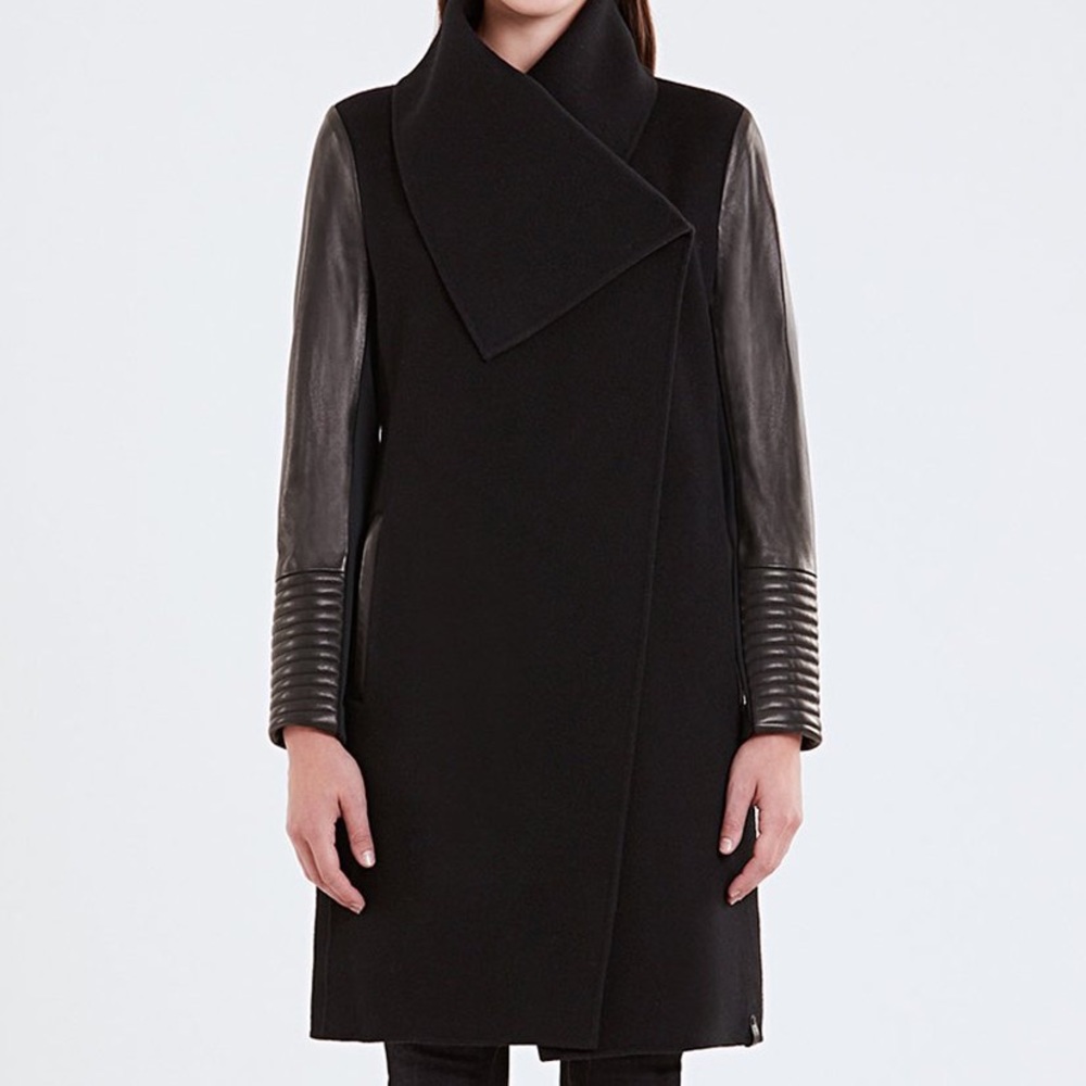 Rudsak Taplin two tone wool and leather jacket